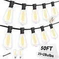 ST38 50FT LED Outdoor String Lights with 25+2 Spare Bulbs, E12 Socket, 2700K Warm White-for Backyard, Wedding, Camping, Porch, Deck, Gazebo, Bistro Decor-Ruum Studio Home