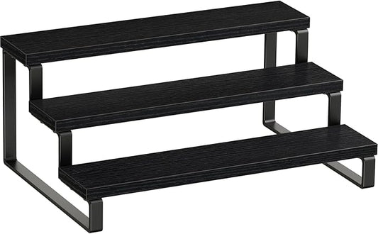 Giikin 3 Tier Spice Rack, Cabinet Organizer Shelf, Wooden Spice Rack for Countertop, Kitchen Counter Storage Shelves Cupcake Stand Holder Display Stand, Black-Ruum Studio Home
