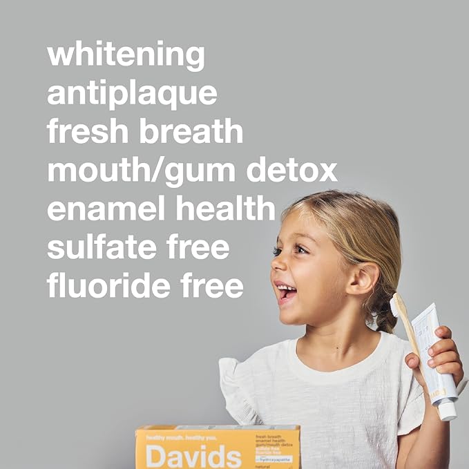 Davids Hydroxi Fluoride Free Nano Hydroxyapatite Toothpaste for Enamel Health & Whitening, Antiplaque, SLS Free, Kid Friendly Orange Vanilla Flavor, 4 oz, Made in USA-Ruum Studio Home