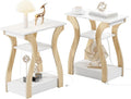 End Table Set of 2 with Charging Station, Side Table with USB Ports and Outlets, Nightstand, 3 Tier End Table with Storage Shelf for Living Room, Bedroom (White Set of 2)-Ruum Studio Home