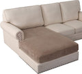 PrinceDeco Sectional Couch Covers Velvet Couch Cover for Dogs Washable L Shaped Couch Cover 1 Piece Individual Sectional Couch Covers with Elastic Bottom(Chaise Lounge,Taupe)-Ruum Studio Home