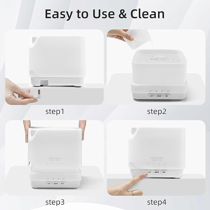 ASAKUKI Essential Oil Diffuser, Multifunctional Ultrasonic Aromatherapy Fragrant Oil Vaporizer Humidifier with Timer, Auto-Off Safety Switch, and 7 LED Light Colors, 700 ml (White)-Ruum Studio Home