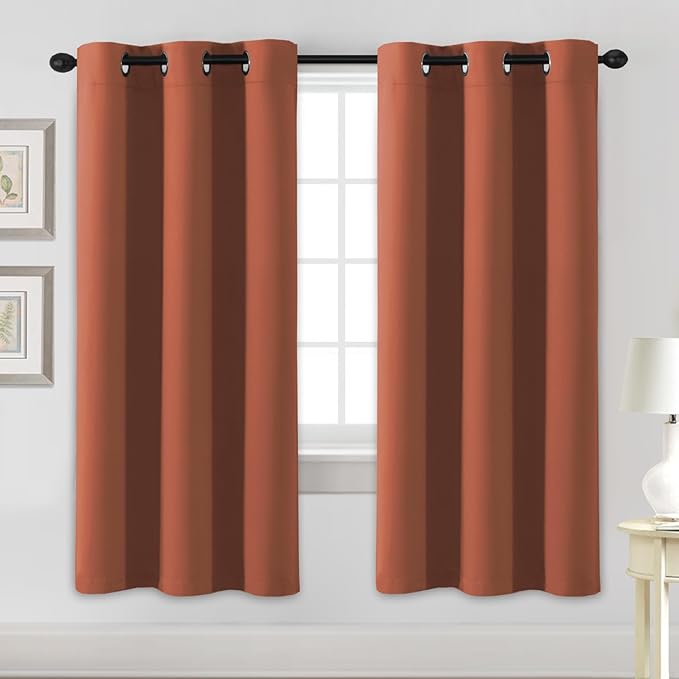 H.VERSAILTEX Blackout Curtains for Bedroom Thermal Insulated Room Darkening Living Room Curtains 72 Inch Long Grommet Privacy Protection Window Curtain Panels/Drapes for Nursery,2 Panels,Orange-Ruum Studio Home