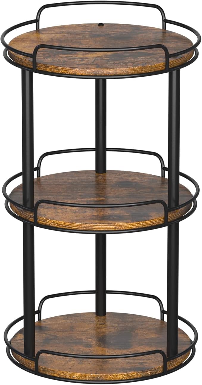 LAMU 10.2'' Wood Lazy Susan Turntable Organizer for Cabinet, 3 Tier Lazy Susan Spice Rack Organizer for Kitchen, Table Top, Countertop, Pantry, Bathroom-Ruum Studio Home