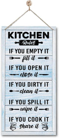 Hanging Kitchen Rules Wood Decor Sign, Rustic Kitchen Wooden Signs, Printed Wood Wall Art Sign, Kitchen Door Rules Rustic Sign, Hanging Wood Sign Kitchen Decor, Funny Farmhouse Kitchen Wall Décor D1-Ruum Studio Home