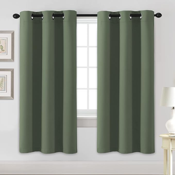 H.VERSAILTEX Blackout Curtains for Bedroom Thermal Insulated Room Darkening Living Room Curtains 72 Inch Long Grommet Privacy Protection Window Curtain Panels for Nursery, 2 Panels, Bronze Green-Ruum Studio Home