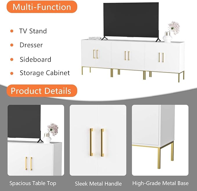 LYNSOM TV Stand for 85 Inch TV, Wood Entertainment Center with Storage Cabinet, TV Cabinet Black, Long Console Table for Living Room, Bedroom-Ruum Studio Home