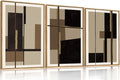 Abstract Shapes Framed Canvas Wall Art Set, Mid-Century Black Polygon Wall Decor, Black Brown Irregular Painting, Neutral Modern Art Print for Living Room, Dining Room, Office - 16"x24"x3-Ruum Studio Home