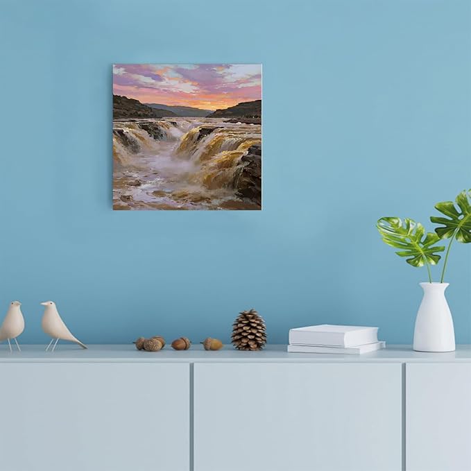 The surging waterfall scenery in the canyon is suitable for posting in the living room bedroom and office landscape posters-Ruum Studio Home