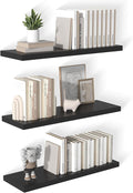 12 Inch Deep Floating Shelves for Wall 3 Pack Floating Shelves Large Storage Space Wall Mount Shelf for Living Room Kitchen Bathroom 36" W x 12" D x 1.2" H Black-Ruum Studio Home