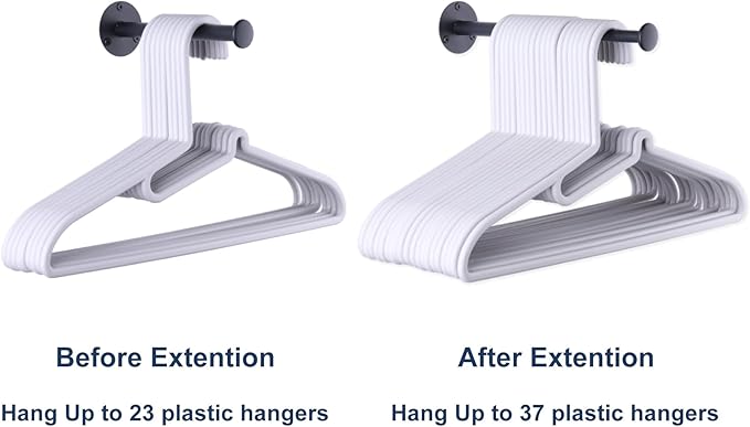 2 Pack Retractable Hanger Holder for Laundry Room, Wall Mount Organizer Rack for Lightweight Clothes, Space Saving Laundry Hook Rod, Keep Empty Hangers Handy, Black-Ruum Studio Home