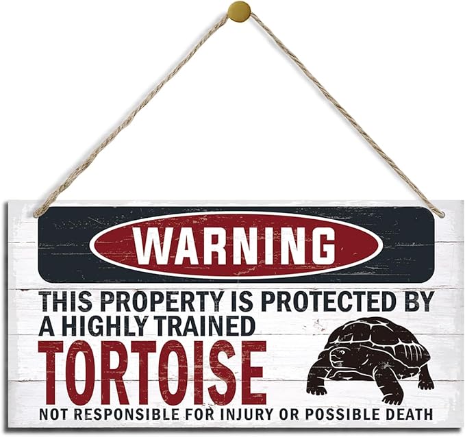 Warning Sign, Tortoise Warning Wood Plaque Sign, Funny Door Signs, Decorative Wood Hanging Suspension Plaque, Farmhouse Wooden Wall Decor, Outdoor Hanging Wooden Signs-Ruum Studio Home