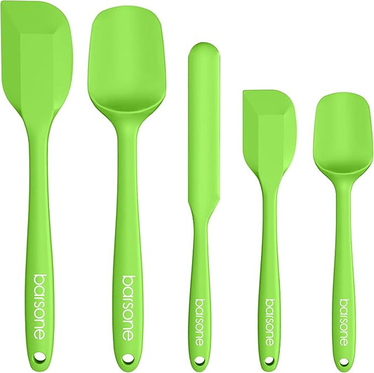 Barsone 5-Piece Silicone Spatula Set（ Heat Resistant 446°F Food Grade BPA Free, Nonstick Cookware Safe Dishwasher Safe Kitchen Tools for Baking, Cooking, Stirring, Green）-Ruum Studio Home