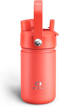Kids Insualated Water Bottle with Straw - 12oz Stainless Steel Water Bottle with Dual Spouts, Leak-Proof, BPA-Free, Double Wall Vacuum Keeps Cold for 24 Hours for Sports, Travel, School (Tawny Orange)-Ruum Studio Home