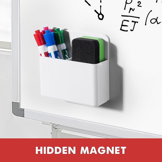 BEYGORM 2 Pack Plastics Magnetic Pen Holder for Refrigerator, Dry Erase Marker Holder for Whiteboard，Magnet School Locker Organizer Accessories, Pencil Cup, Pen Caddy, Classroom Organization(White)-Ruum Studio Home