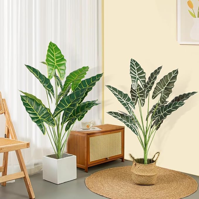 Melorca&Guilla Artificial Plants 2PCS 30“ Fake Taro Plants,Large Faux Plant,Artificial Grass Greenery Shrubs Bushes for Garden Porch Window Box Shop Office Home Décor-Ruum Studio Home