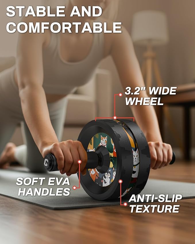 VINSGUIR Ab Roller Wheel, Abs & Core Workout Equipment for Home Gym with Knee Pad Accessories, Abdominal Wheel for Full-body Strength Training-Ruum Studio Home