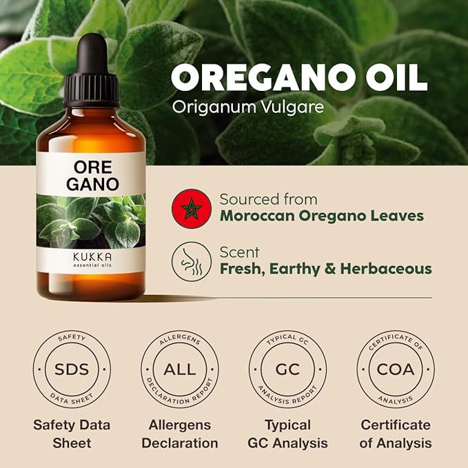 Kukka Oregano Essential Oil for Skin - 4 Fl Oz - 100% Pure Natural, Earthy & Herbaceous Scent, Perfect for Mother's Day Gifts, Diffuser, Nails, Candle & Soap Making DIY-Ruum Studio Home