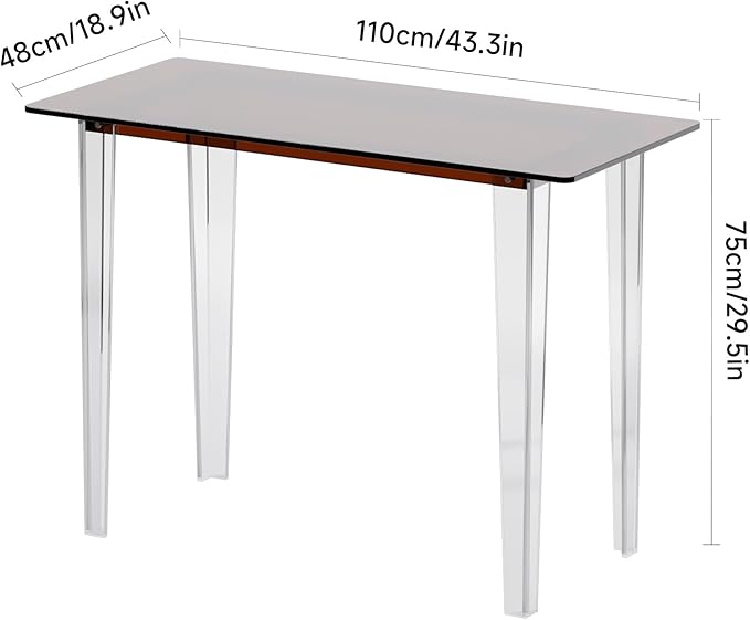 Acrylic Desk, Modern Study Table for Home Office - Extended Surface Multi-Purpose Console & Entryway Table, Sturdy Lightweight Design (42.5-inch, Yellowtea)-Ruum Studio Home