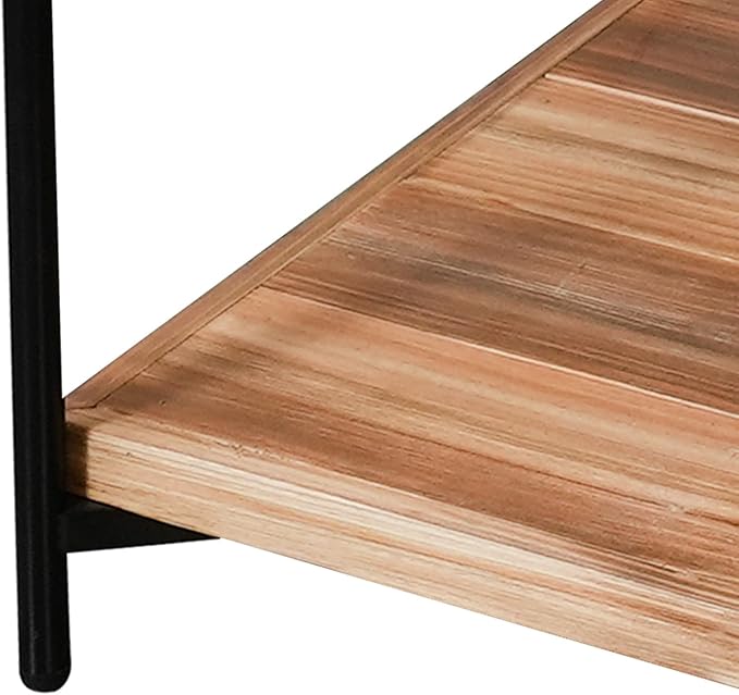 CONSDAN StoneCreek Solid Fir Wood Side Table - Metal Frame, 2-Tier End Table for Living Room/Bedroom/Office, 23" Square Night Stand, Accent Table-Ruum Studio Home