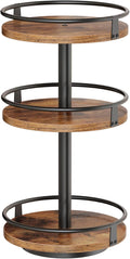 HOOBRO 3-Tier Lazy Susan Organizer, Rotating Spice Rack, Turntable Spice Rack, Vertical Storage Organizer, for Kitchen Countertop, Vanity, Dining Table, Rustic Brown and Black BF09TL01-Ruum Studio Home