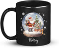 Custom Snow Ball Design Mug With Name, Personalized Black Cup 11oz 15oz, Snow Ball With Santa Claus And Christmas Tree Inside Design, Customized Christmas Themed Coffee Cup-Ruum Studio Home