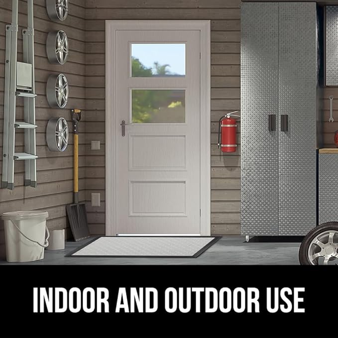 GORILLA GRIP 100% Waterproof All-Season WeatherMax Doormat US Designed Natural Rubber, Stain and Fade Resistant, Low Profile Indoor Outdoor Door Mats, Easy Clean Patio Mat, 17x29, Light Gray-Ruum Studio Home