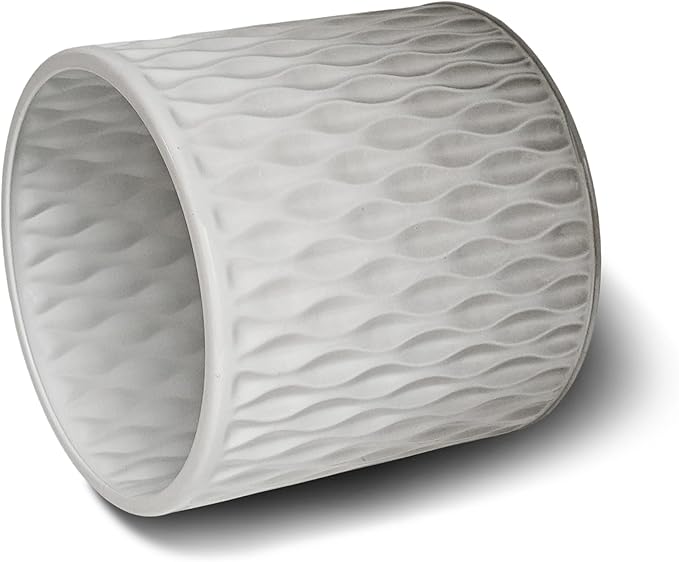 ARNIS Plants Pots with Stand, Set of 2 Indoor Planter Pots, Unique Mid Century Decorative Metal Flower Pots with Drainage,8.25 & 10.5 Inch, Grey and White-Ruum Studio Home