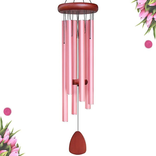 Large Aluminium Wind Chimes Outside, Soothing Melodic Memorial Sympathy Wind Chime, Suitable Outdoor Garden Decor, Gift for Mom Women Neighbors (Pink Wind Chimes-36)-Ruum Studio Home