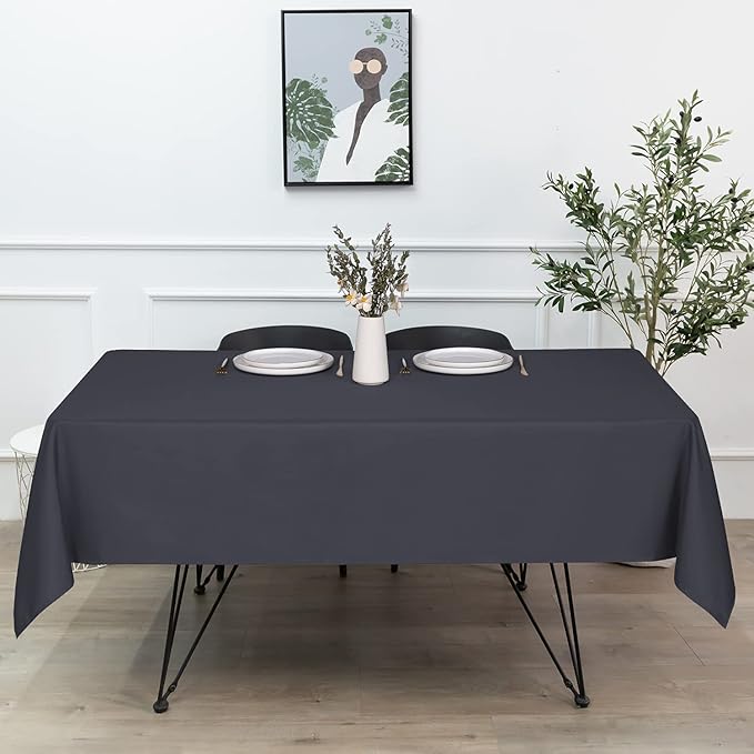 sancua Rectangle Tablecloth - 70 x 120 Inch - Stain and Wrinkle Resistant Washable Polyester Table Cloth, Decorative Fabric Table Cover for Dining Tables, Buffet Parties and Camping, Grey-Ruum Studio Home