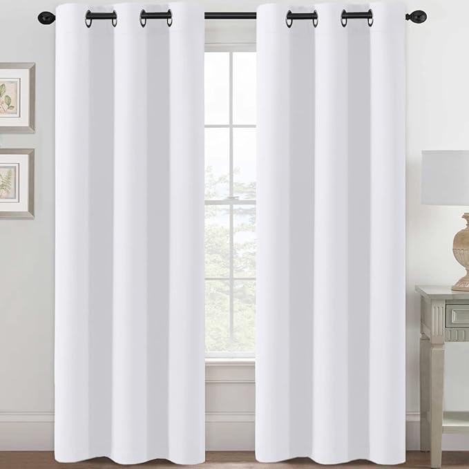 H.VERSAILTEX White Curtains for Bedroom Thermal Insulated Room Darkening Living Room Curtains Grommet Privacy Protection Window Curtain Panels/Drapes for Nursery, 2 Panels, 42x84 Inches, Pure White-Ruum Studio Home