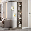 Wall Room Divider, Storage Cabinet Storage Display with Shelves, Modern Freestanding Wood Room Divider Screen, Wall Privacy Screens for Home Decorative (Grey Oak+White,39.5" L x 9.5" W x 79.5" H)-Ruum Studio Home