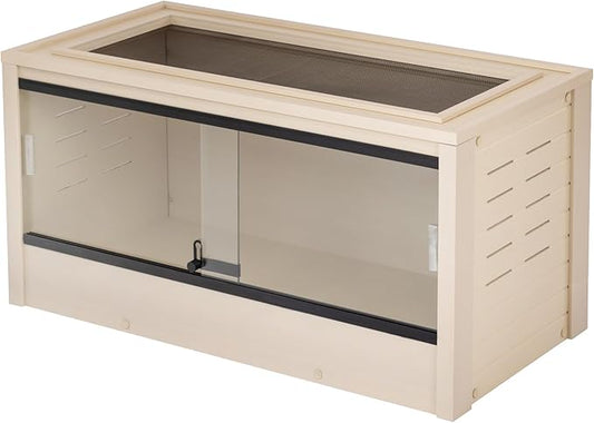 New Age Pet ECOFLEX 36" Mojave Reptile Lounge -Durable Wood Plastic Composite Habitat with Ventilation, Removable Glass Doors & Lock, Easy Assembly, for Tortoises, Snakes, Iguanas-Ruum Studio Home