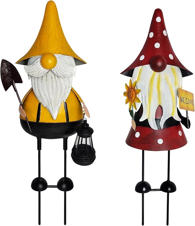 HONGLAND Metal Gnome Yard Art -18 Inch Metal Gnome Statue Garden Decor -3D Garden Outdoor Decorations -Christmas Holiday Lawn Patio Yard Garden Decor-Ruum Studio Home