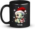 Coffee Mug With Xmas Turtle Design, Personalized Turtle Wearing Santa Hat Cup, Cute Baby Animal Black Mug 11oz 15oz, Custom Christmas Ceramic Cup, Customized Christmas Animal Mug Gift-Ruum Studio Home