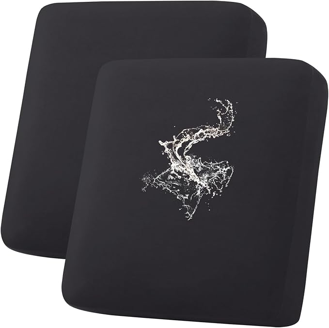 hyha Waterproof Couch Cushion Covers, Stretch Sofa Couch Seat Slipcover for Dog Washable, Non-Slip Waterproof Outdoor Cushion Covers for Patio Furniture Replacement (2 Pieces, Black)-Ruum Studio Home