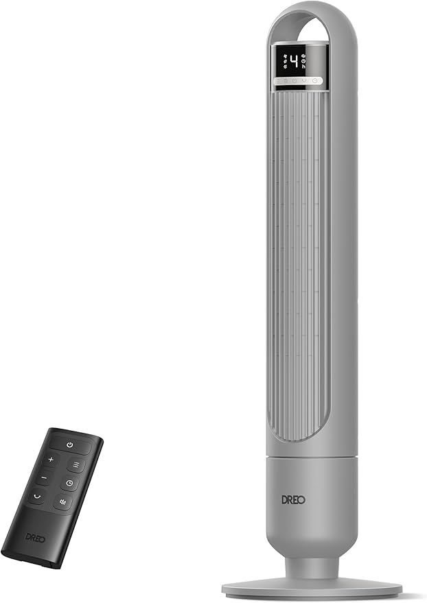 Dreo Tower Fan for Bedroom, 90° Oscillating Fan, Standing Fan with 3 Modes, 4 Speeds, 8H Timer Cooling Fans for Home, Living Room, Office, Grey, TF117-Ruum Studio Home