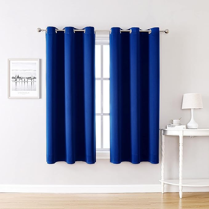 ChrisDowa Grommet Blackout Curtains for Bedroom and Living Room - 2 Panels Set Thermal Insulated Room Darkening Curtains (Royal Blue, 38W x 45L)-Ruum Studio Home