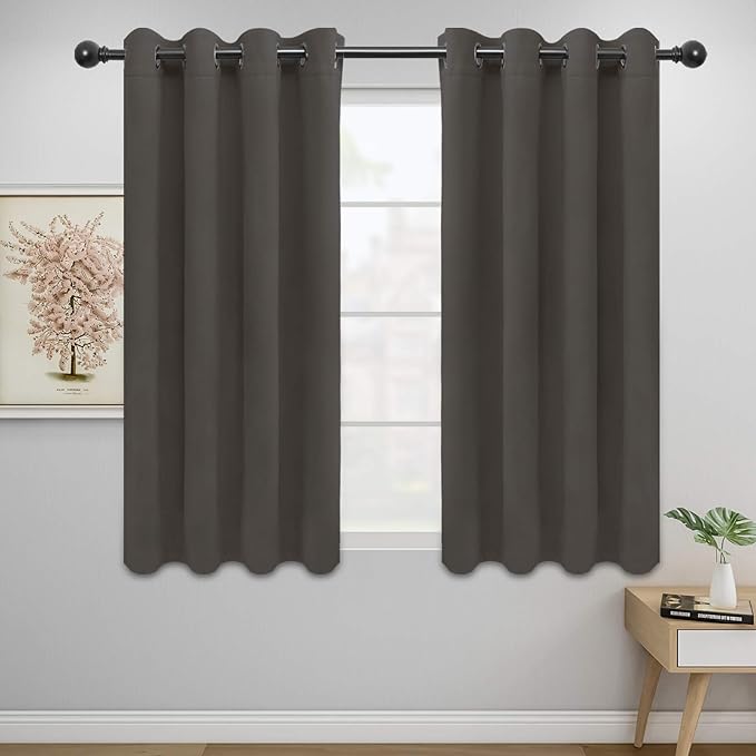 Easy-Going Blackout Curtains for Bedroom, Solid Thermal Insulated Grommet and Noise Reduction Window Drapes, Room Darkening Curtains for Living Room, 2 Panels (52x46 in,Taupe)-Ruum Studio Home