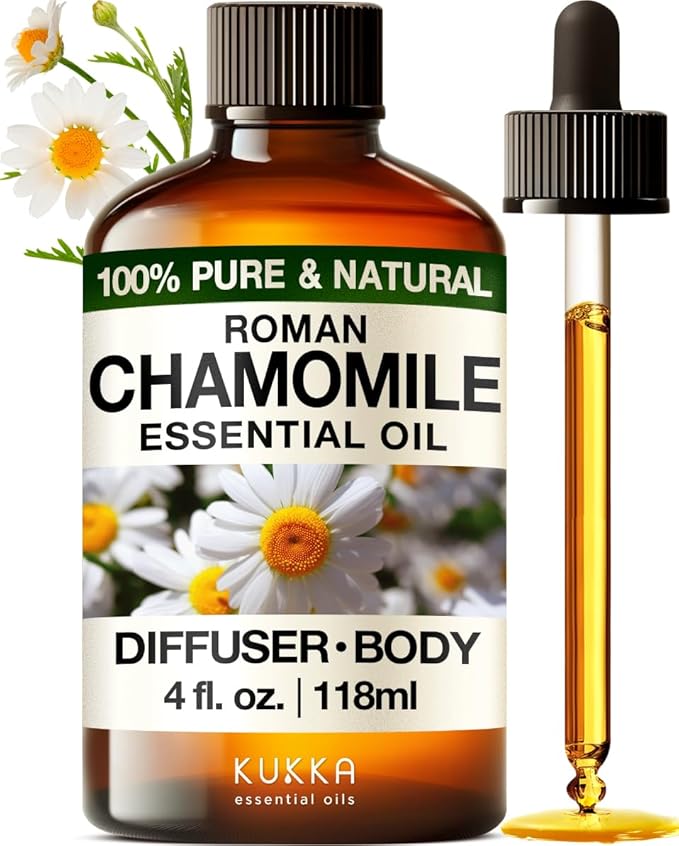 KUKKA Roman Chamomile Essential Oil for Tranquil Retreats and Peaceful Relaxation - Roman Chamomile Essential Oil 4 Oz - Soothing, Comforting and Calming - 100% Authentically Sourced Premium Oils-Ruum Studio Home
