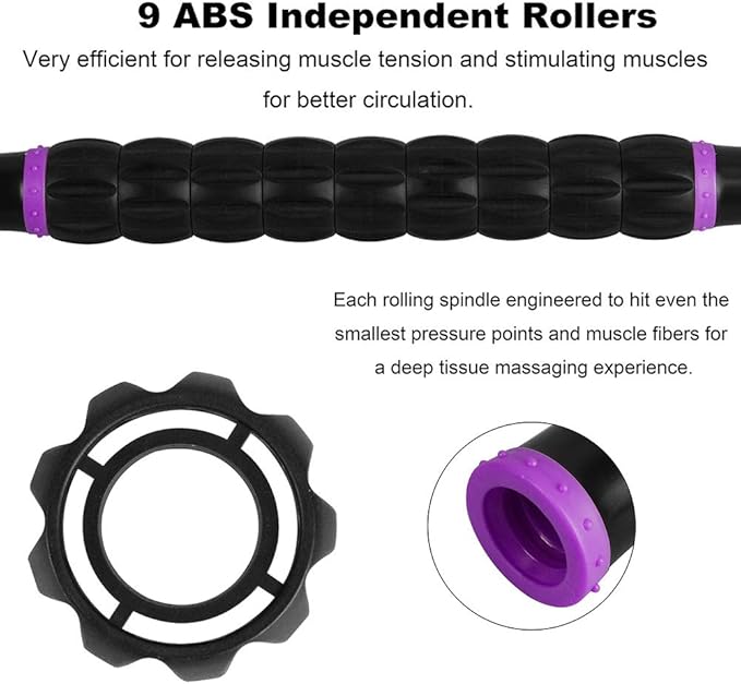 Yansyi Muscle Roller Stick for Athletes - Body Massage Roller Stick - Release Myofascial Trigger Points Reduce Muscle Soreness Tightness Leg Cramps & Back Pain for Physical Therapy & Recovery (Purple)-Ruum Studio Home