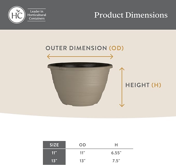 The HC Companies Wrapt Hanging Planters - Lightweight Plant Pot Hanger for Hanging Plants, Vegetables & Herbs - Outdoor & Indoor Hanging Basket for Plants (13" Pepperstone, Pack of 1)-Ruum Studio Home