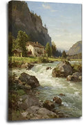 Vintage landscape rural scenery poster art farmhouse cottage wall decor living room kitchen quiet country stream suitable for bedroom bathroom-Ruum Studio Home