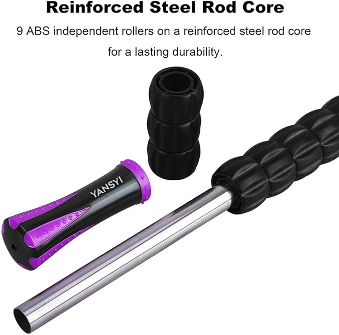 Yansyi Muscle Roller Stick for Athletes - Body Massage Roller Stick - Release Myofascial Trigger Points Reduce Muscle Soreness Tightness Leg Cramps & Back Pain for Physical Therapy & Recovery (Purple)-Ruum Studio Home