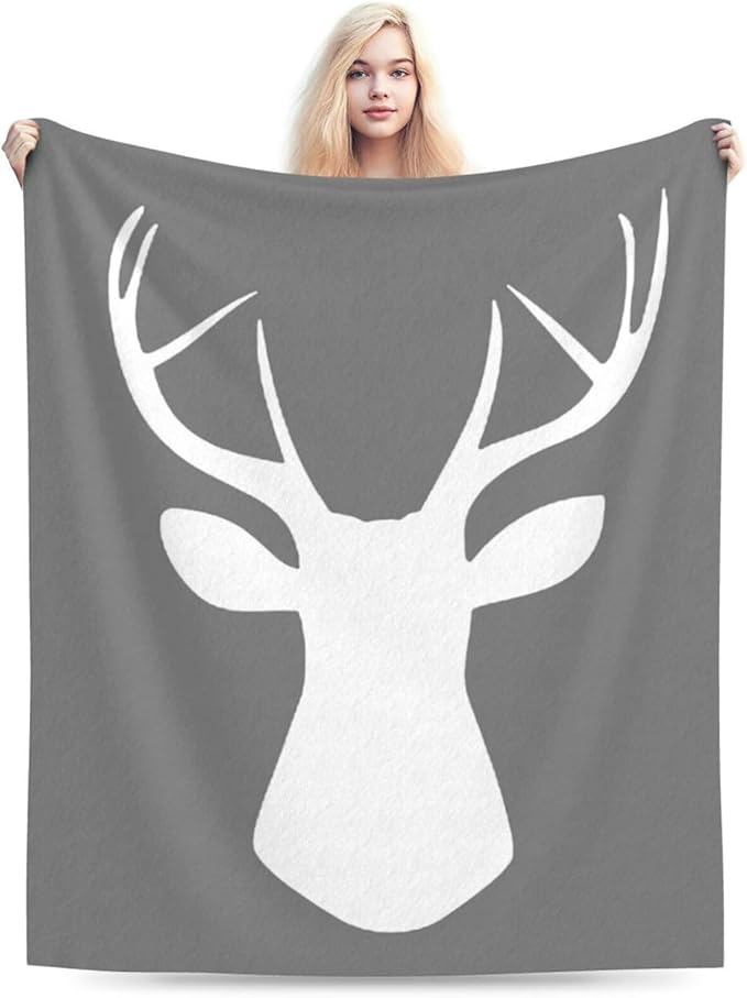 HGOD DESIGNS Deer Flannel Fleece Bed Blanket 40 x 50 inch Woodland Deer Head Throw Blanket Lightweight Cozy Plush Blanket for Bedroom Living Rooms Sofa Couch-Ruum Studio Home