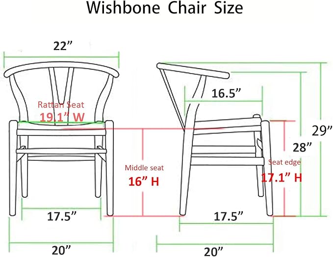 Wishbone Chair, Solid Wood Armrest Woven Seat Chair, Kitchen & Dining Chair, Wishbone Y Black Chairs - Set of 2 (Ash Wood - Black)-Ruum Studio Home