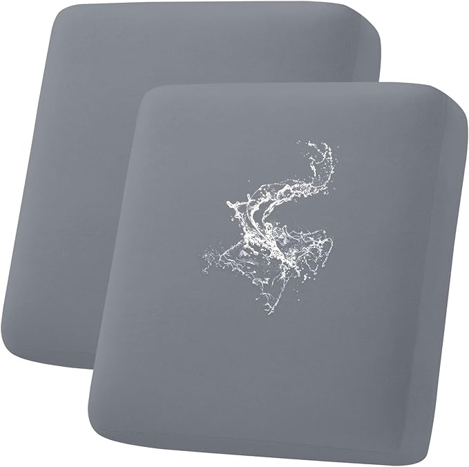 hyha Waterproof Couch Cushion Covers, Stretch Sofa Couch Seat Slipcover for Dog Washable, Non-Slip Waterproof Outdoor Cushion Covers for Patio Furniture Replacement (2 Pieces, Dark Grey)-Ruum Studio Home