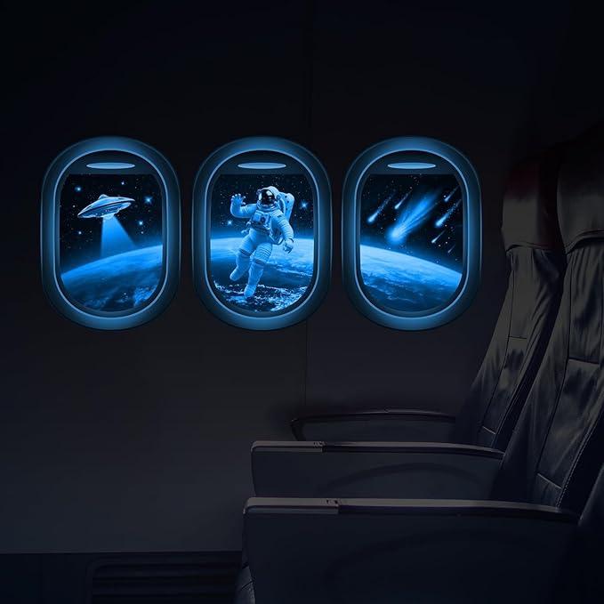 Quanhaigou Glow in The Dark 3D Space Wall Decals, Set of 3 Galaxy Window Stickers for Wall,Planet Themed Room Decor for Kids Boys-Ruum Studio Home