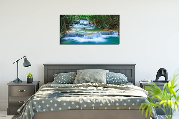 DZL Art S75275 Canvas Prints Wall Art Forest Waterfall Landscape Forest Scenery Painting Nature Wilderness Photography for Living Room Bedroom Bathroom Home Office Decor-Ruum Studio Home