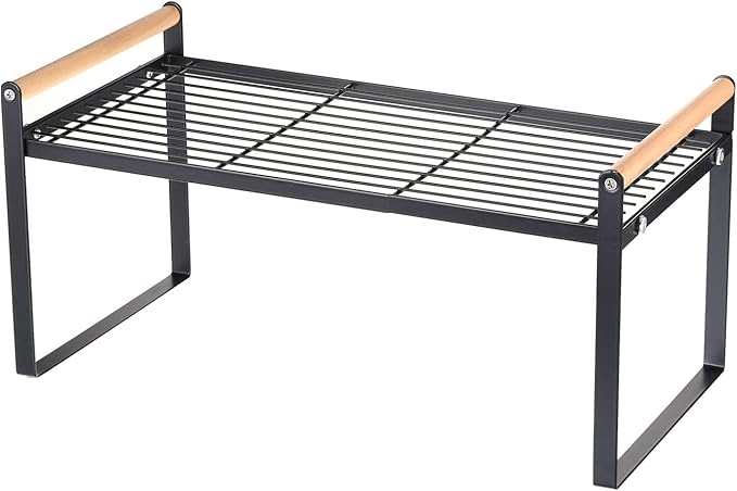 PATIKIL Kitchen Cabinet Shelf Organizer, Wood Counter Shelf Stackable Storage Shelf For Cupboard, Pantry, Corner, Under Sink - Black-Ruum Studio Home